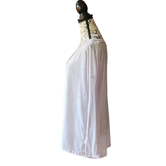 Victoria's Secret Flax Blend Loose-Fit V-Neck Top Pale Lavender Heather Size M - Picture 4 of 11